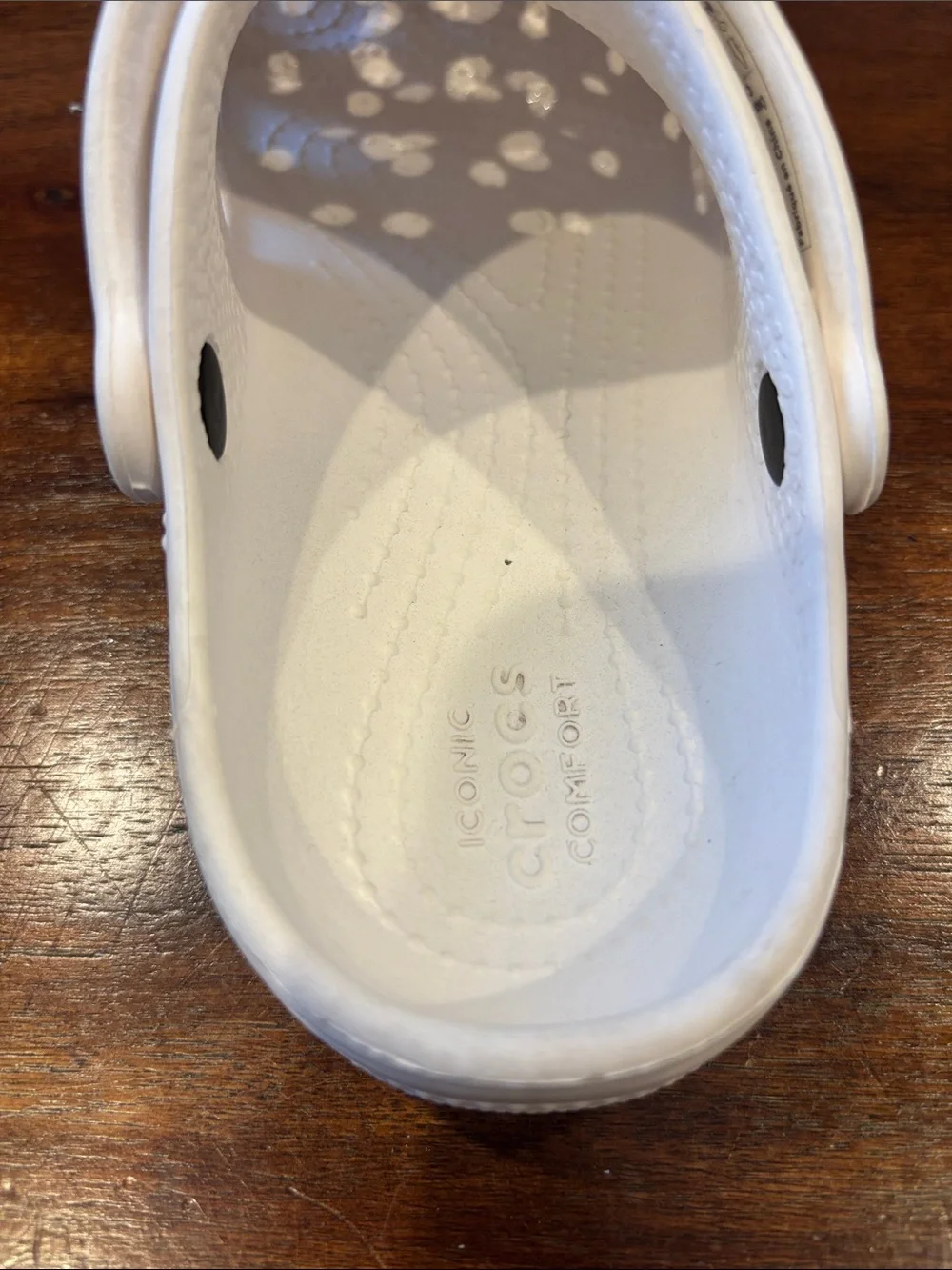 Kids White Foam Clog Sandals with Vent Holes and Heel Strap. Size 13